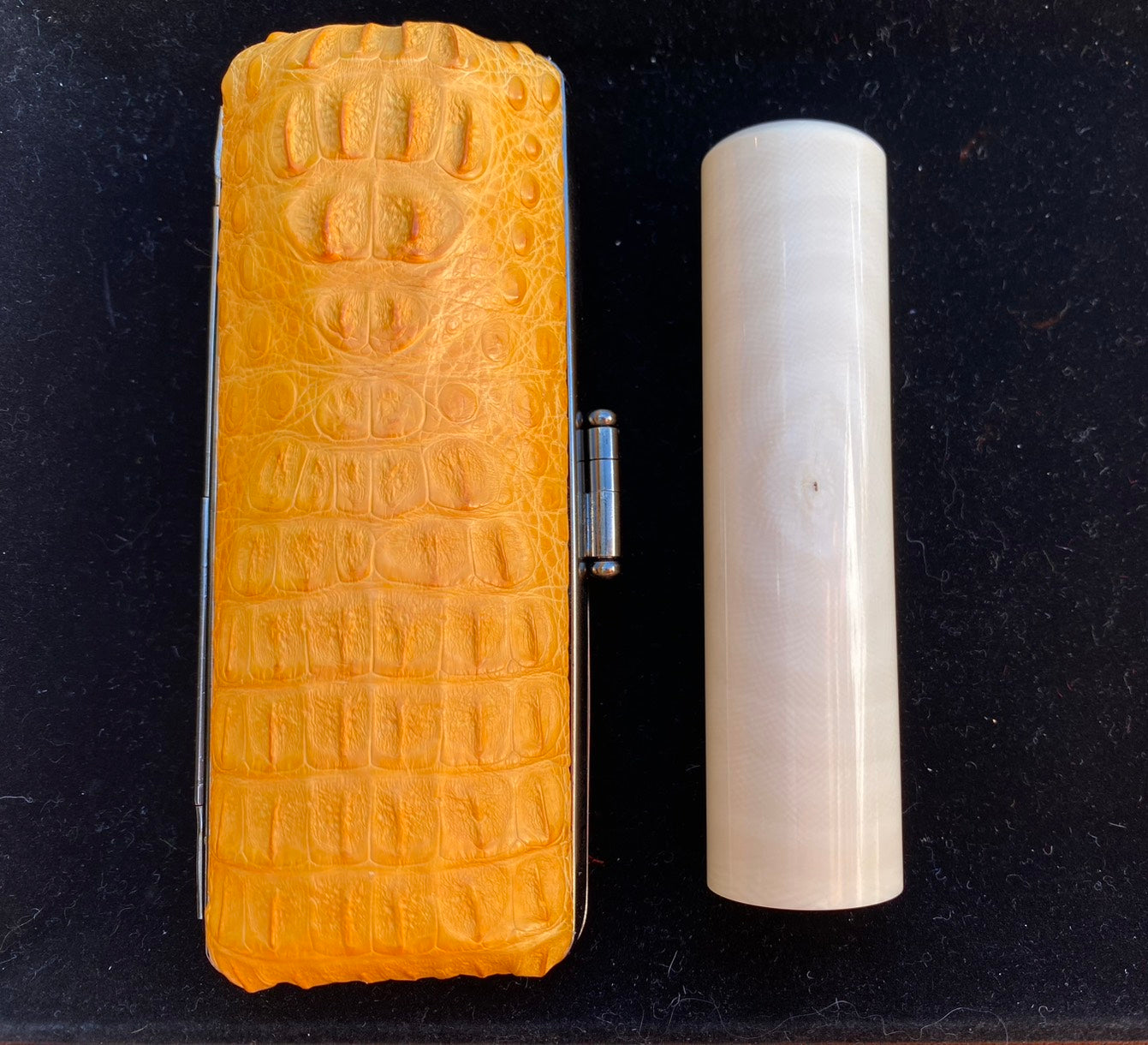【数量限定品】象牙横目芯持 背ワニケース付
